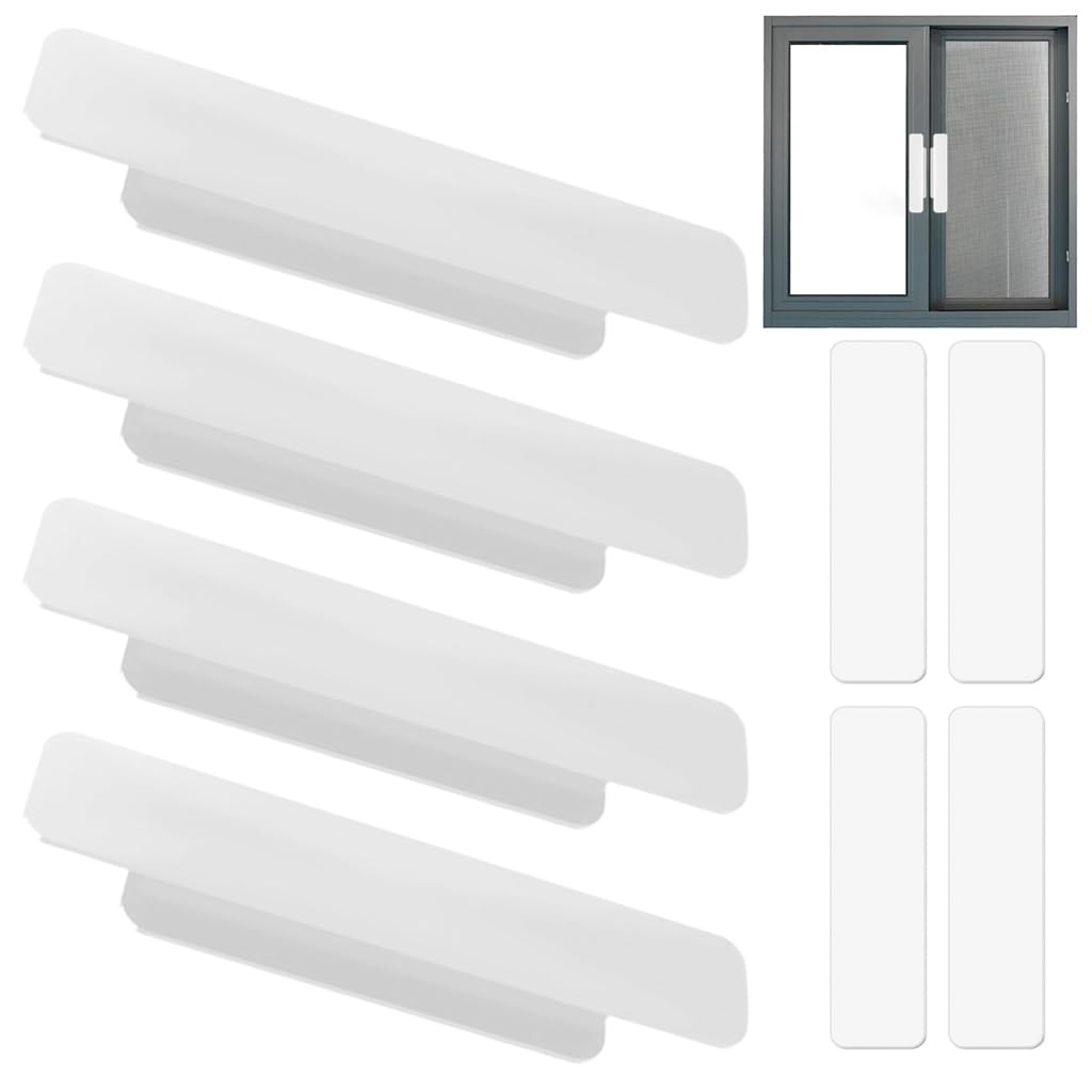 HASTHIP 4Pcs Sliding Door Handle - Self-Adhesive Plastic Door Handles, Home Glass Door and Window Sliding Door Push Pull Auxiliary Door with Adhesive Paste Purpose Handle for Dresser (White) HASTHIP 4Pcs Sliding Door Handle - Self-Adhesive Plastic Door Handles, Home Glass Door and Window Sliding Door Push Pull Auxiliary Door with Adhesive Paste Purpose Handle for Dresser (White)